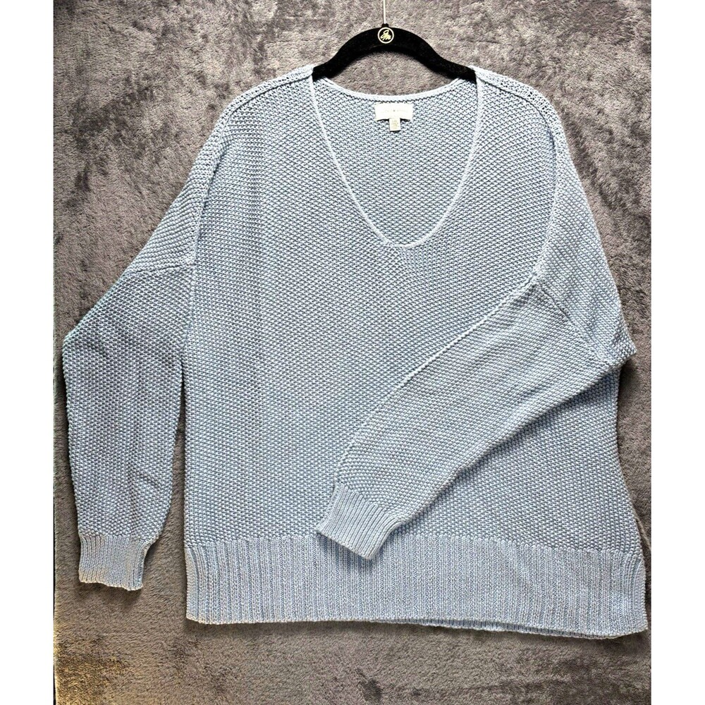 Lucky Brand Women's Blue Chunky-Knit V-Neck Dolman Pullover Sweater L